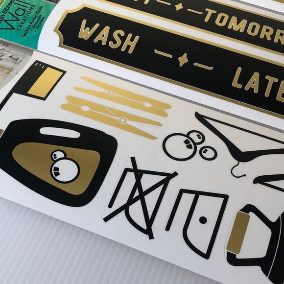 Laundry Room Wall Decal Set - Black and Gold Home Laundry 101 Décor - Picture 3 of 7